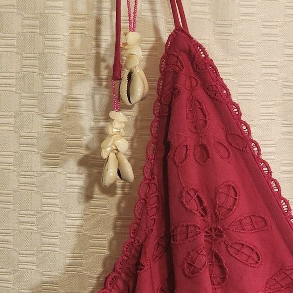 Deep Pink Lace Mini Dress Luxury Rare Coastal Cowgirl Embroidered - Picture 3 of 5